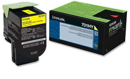 Lexmark 701HY 70C1HY0 Original Yellow Toner Cartridge High Yield